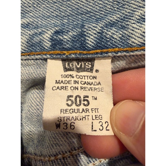 VTG Levi's 505 Regular Fit Straight Leg Mens Jeans 36x32 Light Wash Denim 90's * - Picture 3 of 16